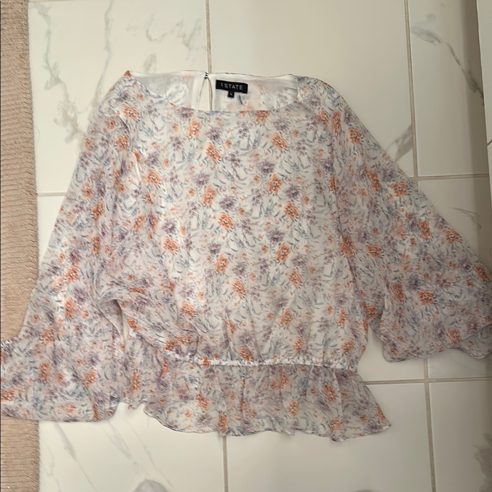 1 State Floral Women's Top - White and Orange